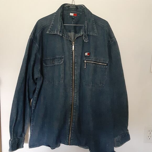 Tommy Hilfiger Other - Vintage Tommy Hilfiger Jacket Adult XL Zip Blue Denim Pocket Long Sleeve Mens